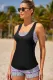 Grayish Sports Bra Tankini Swimsuit with Black Vest
