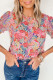 Многоцветная блузка с пышными рукавами и цветочным узором