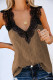 Brown Lace Swiss Dots V Neck Tank