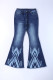 Jeans flare cintura alta padrão ocidental azul