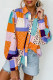 Camisa de manga con puños delanteros con botones de estampado mixto multicolor
