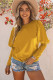Yellow Satin Buttoned Cuffs Puff Sleeve Top