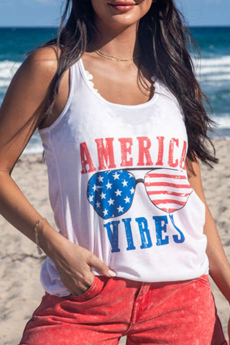 نظارة شمسية AMERICA VIBES بيضاء بدون أكمام