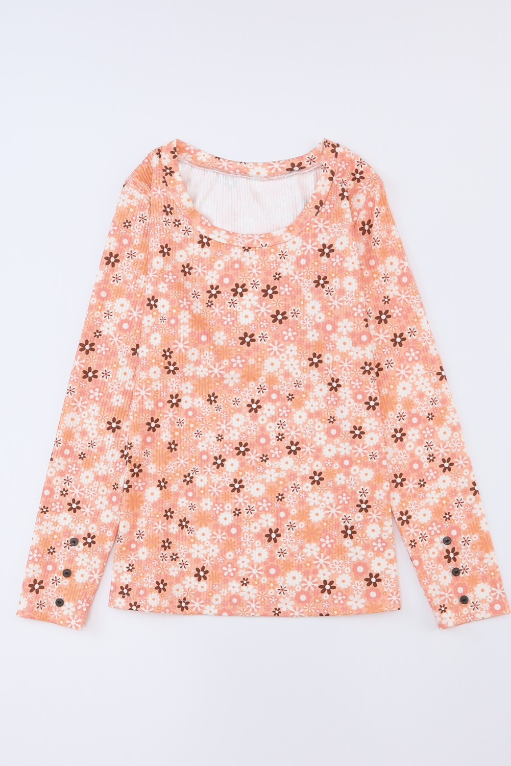 $2.99 Orange Floral Knit Long Sleeve Top Wholesale