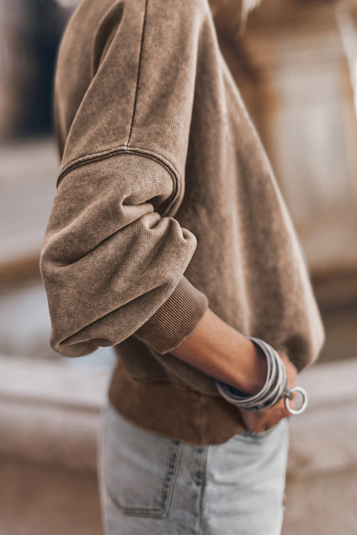 Drop Shoulder Crewneck - Brown