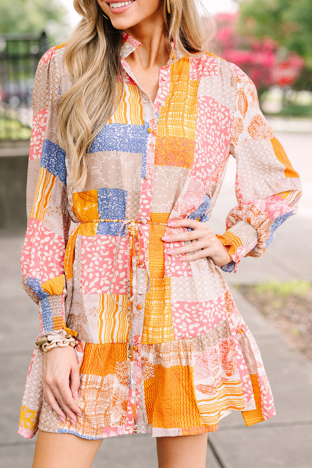 Abstract Print Shirt Dress