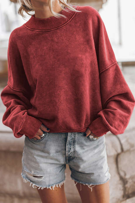 Rood Dahlia sweatshirt met lage schouder en ronde hals LC25314590-P403