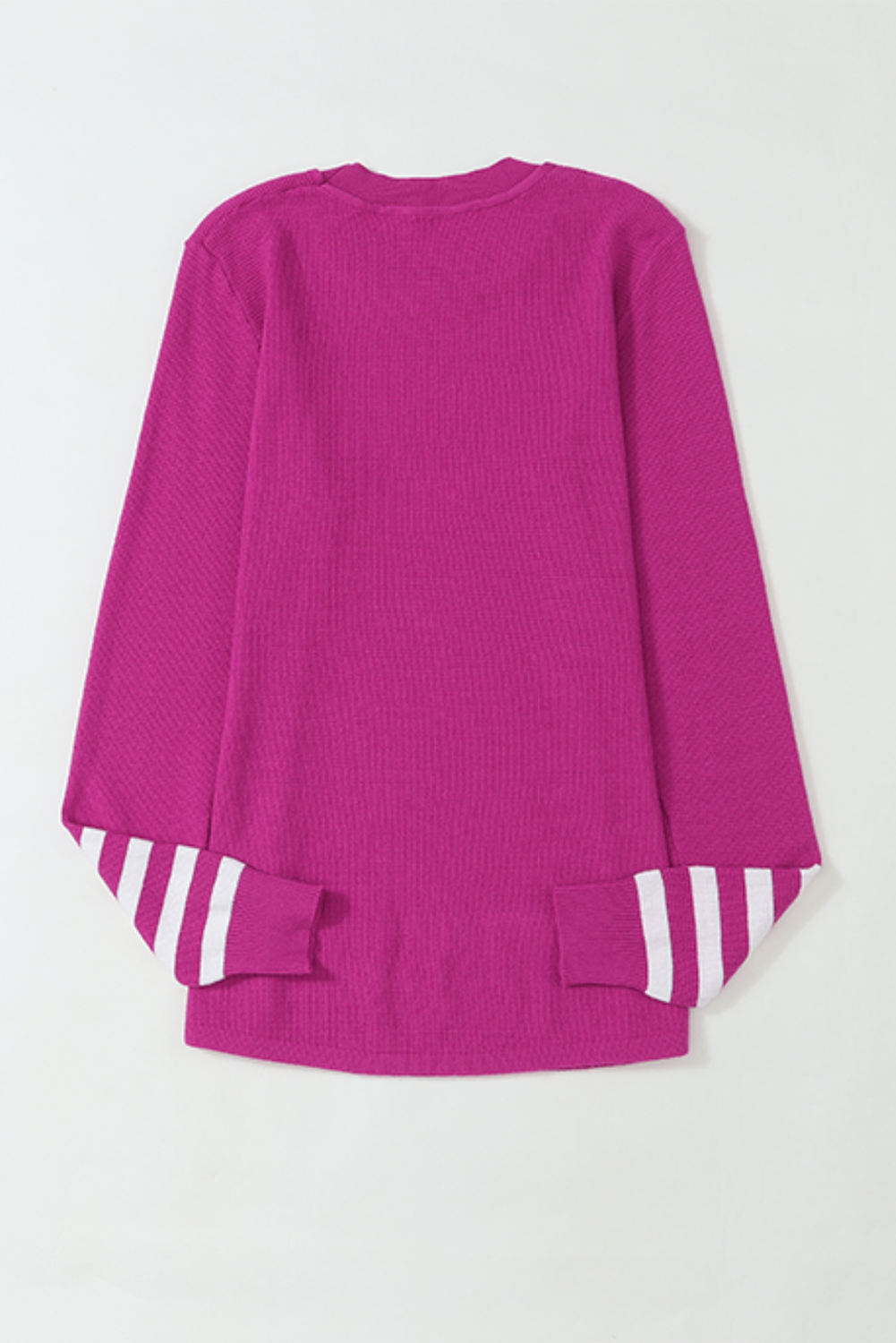 $9.6 Rose Striped Sleeve Plain Knit Sweater Wholesale