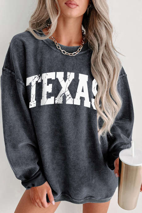 Sweat-shirt gris à enfiler à motif TEXAS