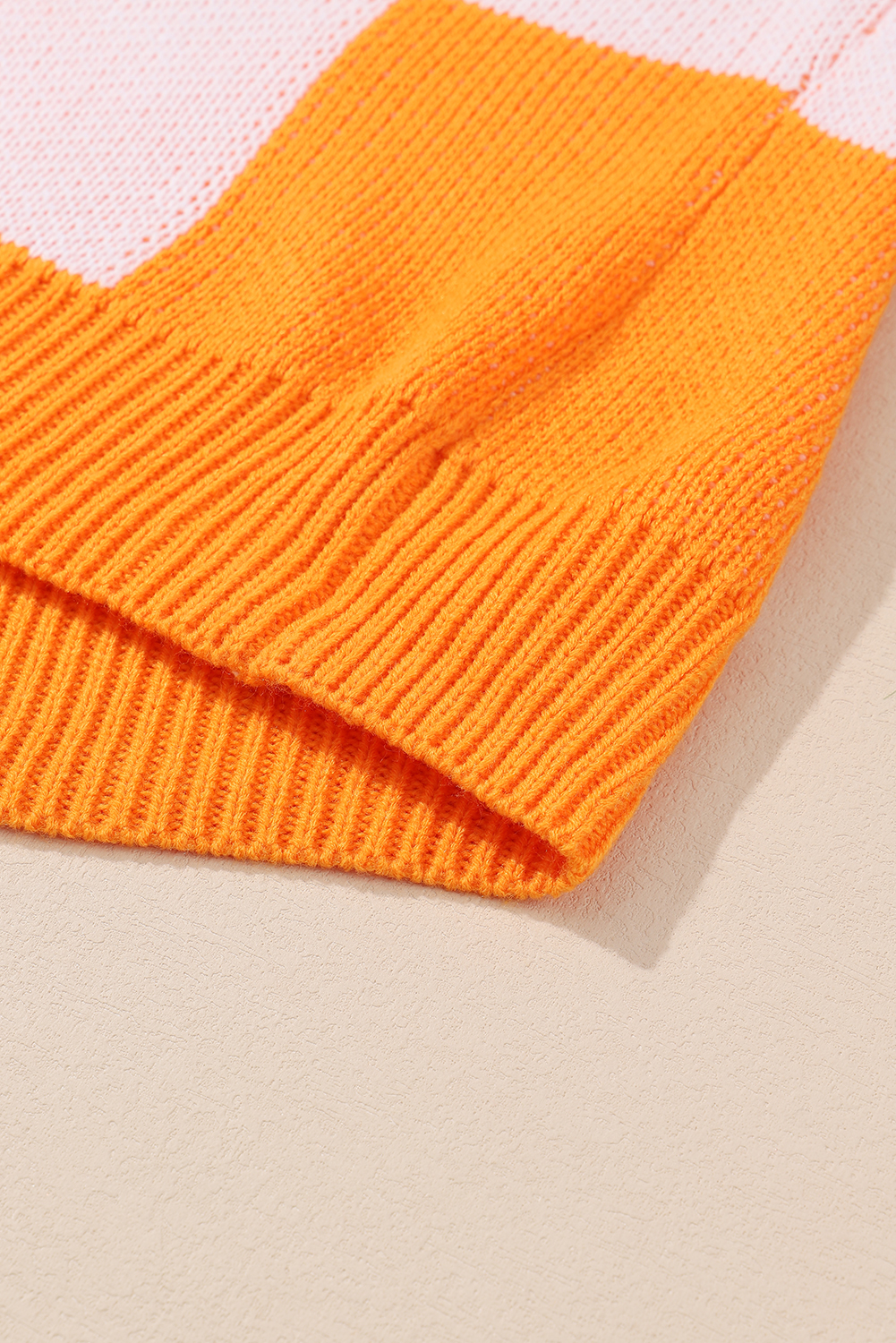 $9.18 Orange Checkered Bishop Sleeve Sweater Wholesale