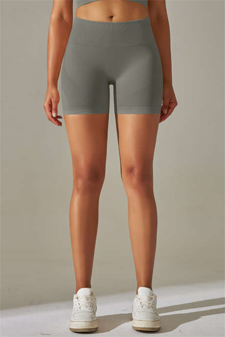 رمادي داكن اللون الصلبة السراويل عالية الخصر البطن التحكم