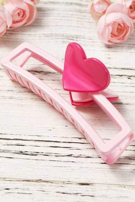 Artiglio per capelli dal design minimalista a forma di cuore rosa di San Valentino
