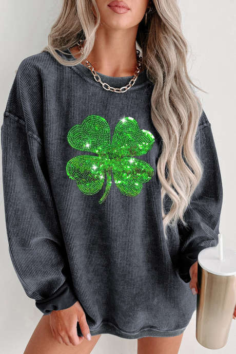 Sweat-shirt filaire gris à sequins St Patrick Clover Patch