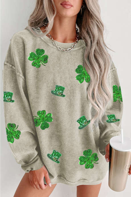 Sweat-shirt vert à cordon graphique et sequins St. Patrick