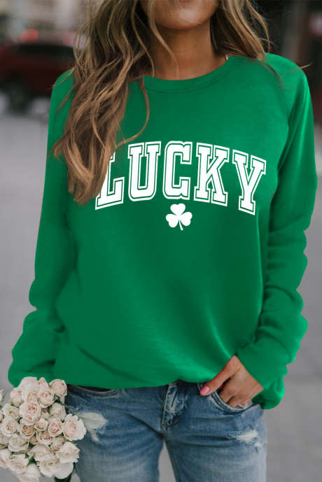 Groen St. Patricks LUCKY Clover-sweatshirt met raglanmouwen
