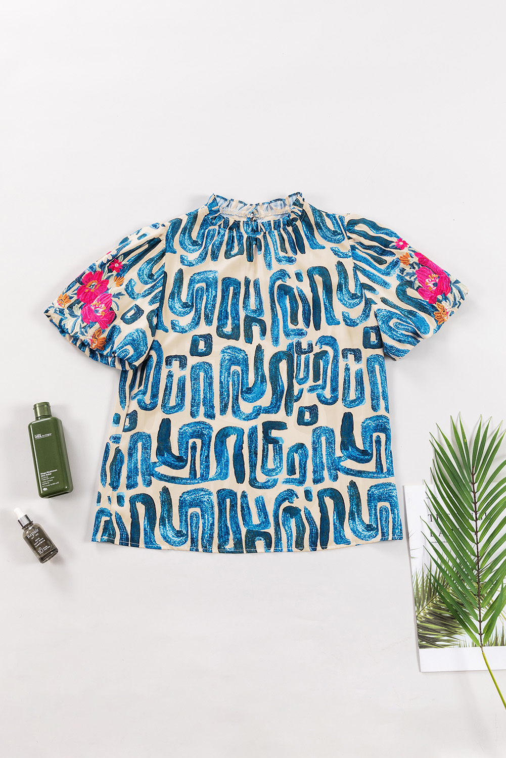 トップス Lure you in  PUFF FRILL POLOSHIRT Womens-12-Zip-Sleeve-Butterfly