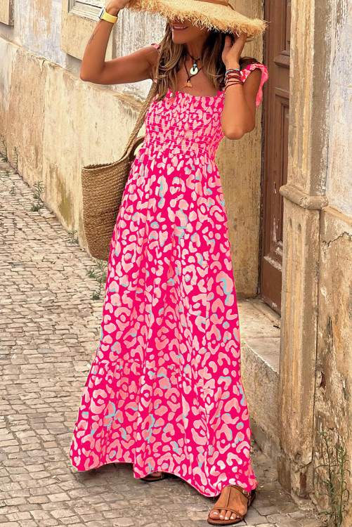 pink leopard print maxi dress PINK LEOPARD MAXI DRESS  Czarina USA