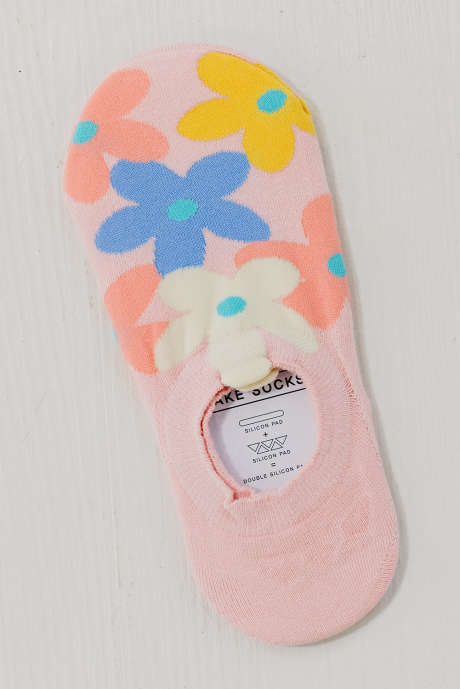 Roza ljubke cvetlične nogavice brez šovov