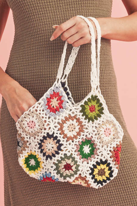 Λευκή Random Boho Floral Crochet Retro Hollowed Τσάντα