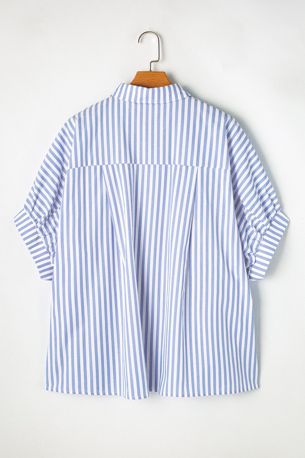 $8.16 Sky Blue Stripe Dolman Sleeve Oversize Shirt Wholesale