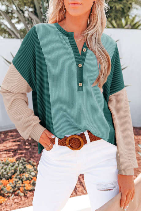 Sweat-shirt à cordons et demi-patte de boutonnage Moonlight Jade LC25128290-P2209