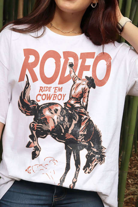 Tricou alb RODEO Cowboy Graphic Crewneck
