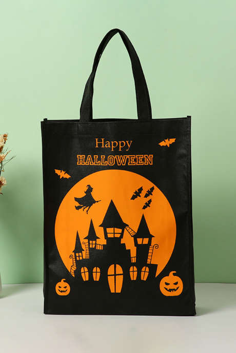 Túi quà Halloween in hình phù thủy dơi bí ngô đen
