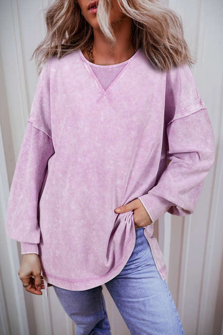Mikina Orchid Petal Mineral Wash Drop Shoulder Pullover
