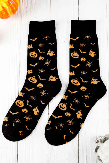 Μαύρες Spooky Season Halloween Element κάλτσες εκτύπωσης