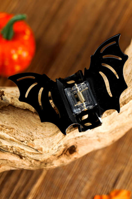 Pince à cheveux noire en forme de chauve-souris d'Halloween