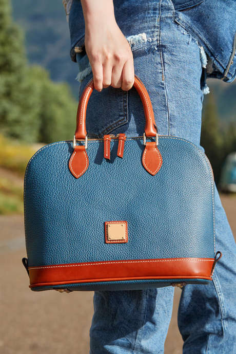Ashleigh Blue Color Contrast PU leren tas met rits