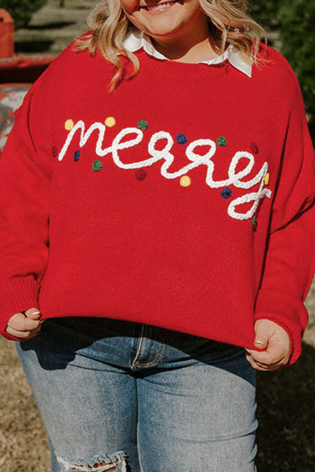 Suéter Fiery Red Merry Graphic Christmas Plus Size