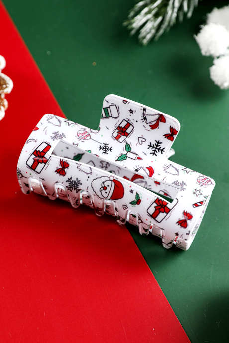 Witte Kerstpatroon Print Uitgesneden Haarklem