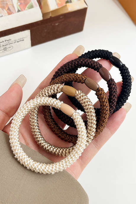 Camel 5Pcs Sólido Elástico Alto Laço de Cabelo BH043168-P1016