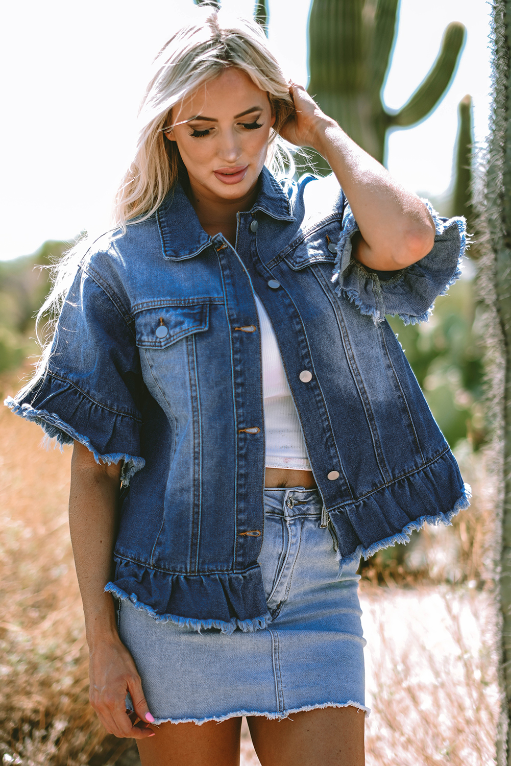 Distressed denim jacket wholesale best sale