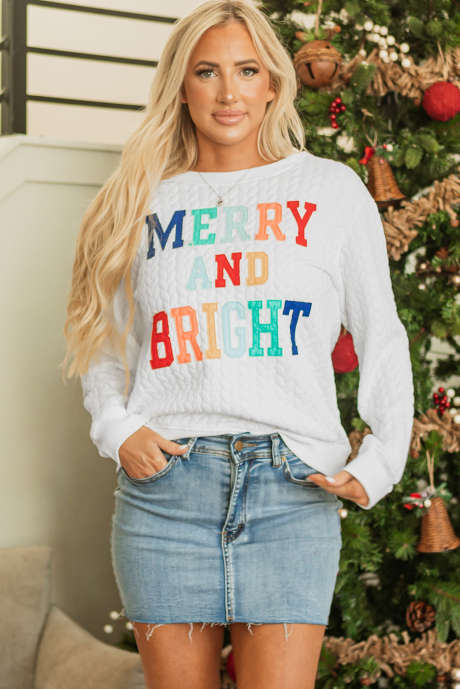 Moletom Dearlovers Branco Merry And Bright com Tricô de Cabos