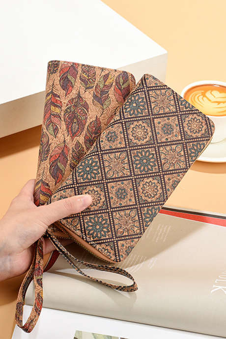 Bruine portemonnee met westernpatroonprint en PU-leren polsbandje