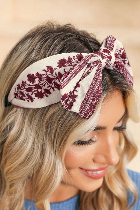 Bandeau à nœud papillon imprimé floral rétro corail