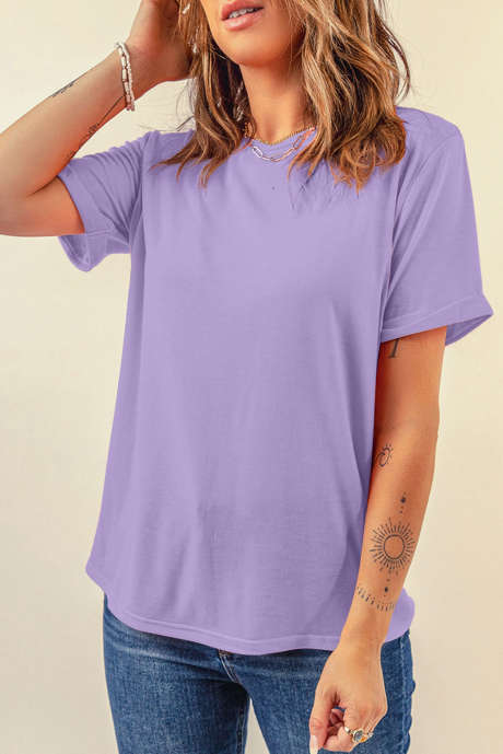 Camiseta informal lisa con cuello redondo Wisteria
