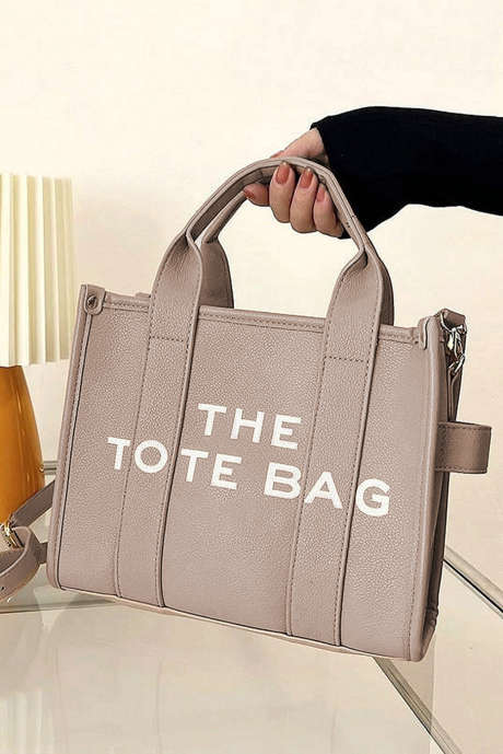 Khaki THE TOTE BAG Duża torba na ramię ze skóry PU