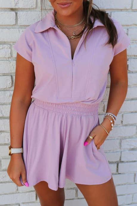 Orchideeënboeket Korte mouw Ritssluiting Kraag Elastische Hoge Taille Romper