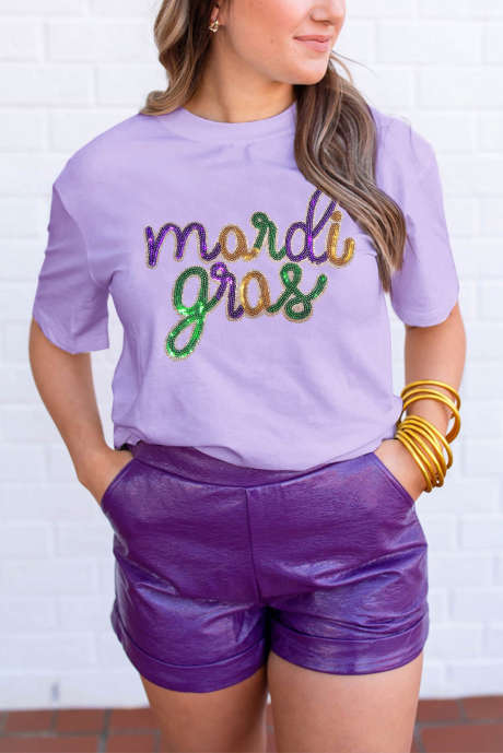 T-shirt graphique à paillettes Wisteria Mardi Gras