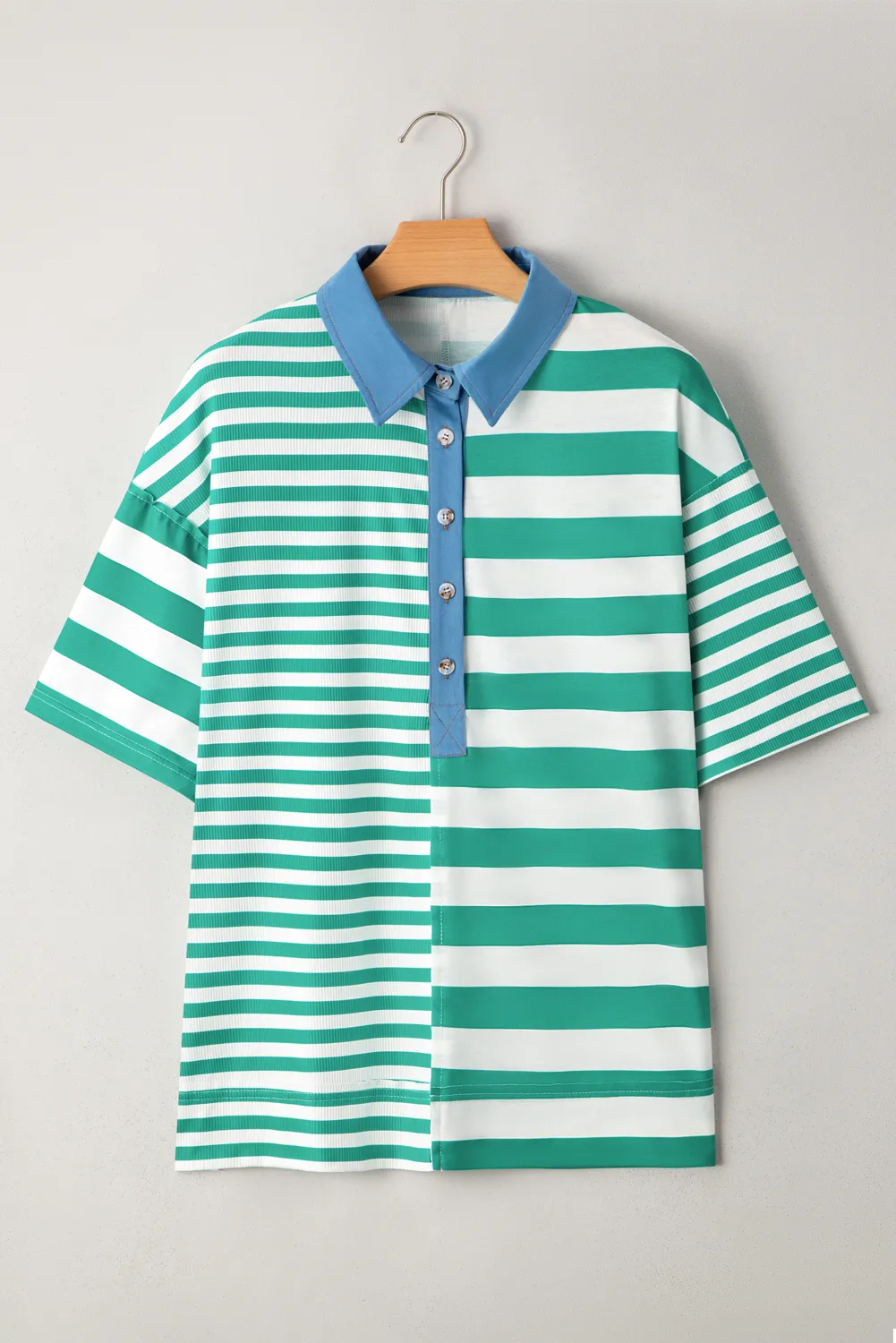 striped short sleeve polo shirt