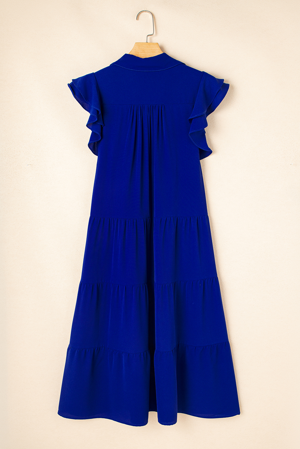 robe midi bleue à manches
