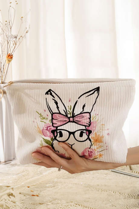 Valkoinen pääsiäispupuprintti Vakosameikkipussi