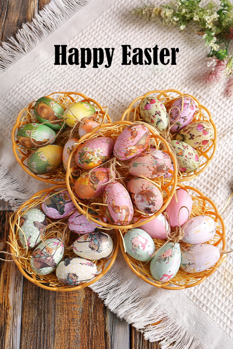 Bonbon 6ks/set velikonoční vajíčko závěsná domácí dekorace s košíkem BH051517-P3010