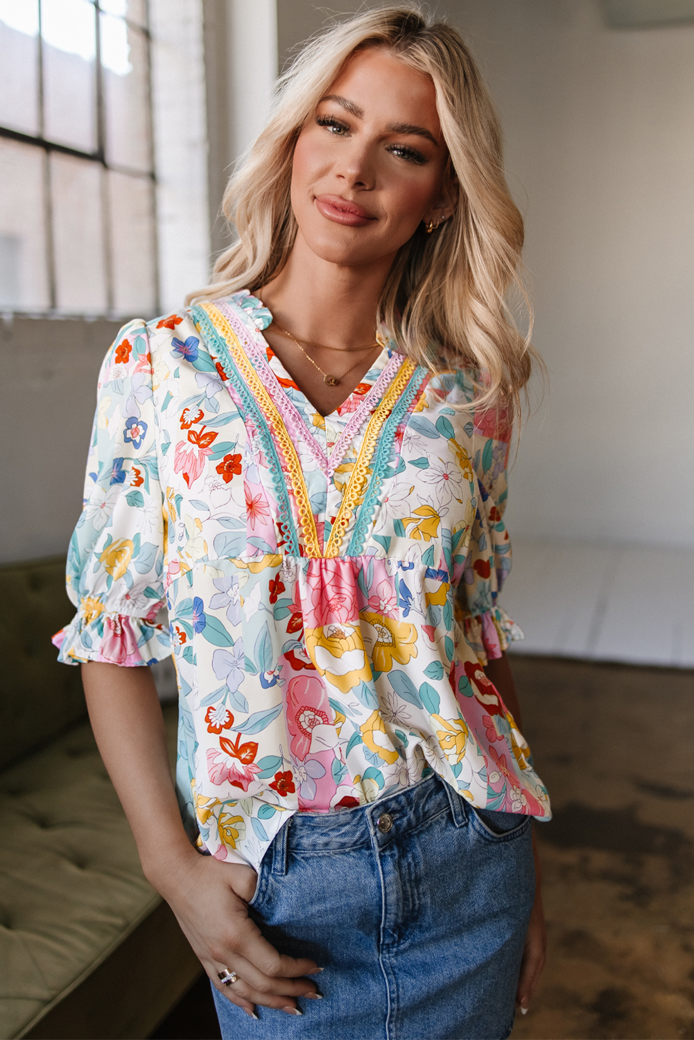 Plus Size Floral Tie Neck Woven Blouse | Karen Millen