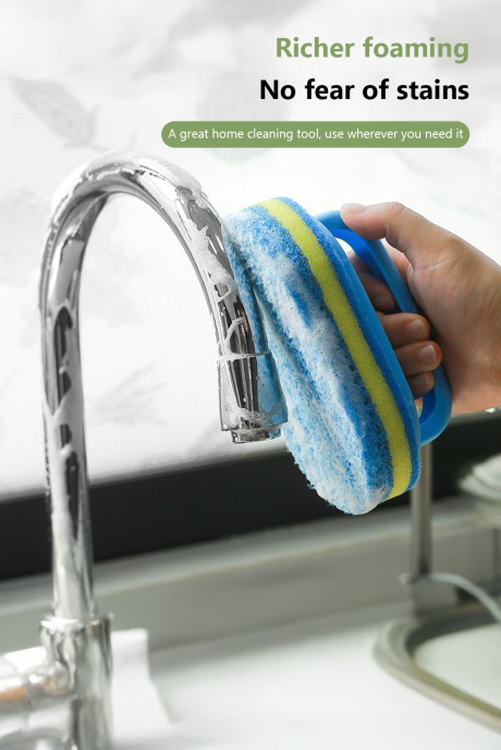 Spazzola multifunzionale per la pulizia con spugna blu cielo con manico BH051851-P205