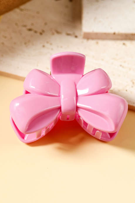 Pince à cheveux brillante en forme de nœud rose BH043348-P10