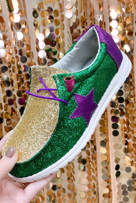 Scarpe slip-on con toppe e glitter color block Tillandsia viola Mardi Gras Star BH023716-P8